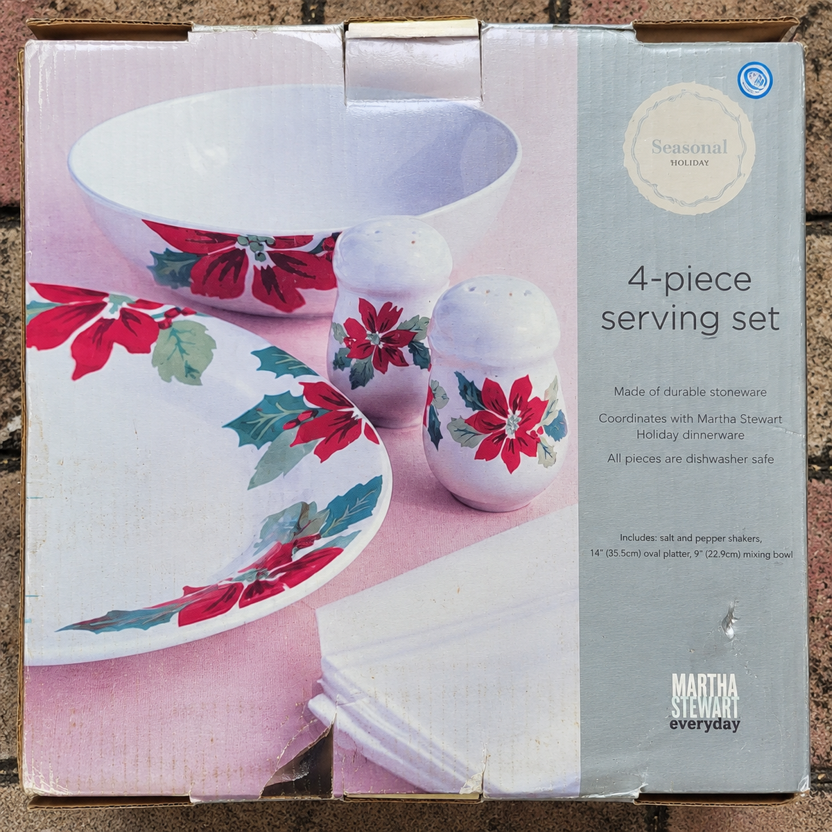 Martha Stewart Poinsettia 4-Piece Serving Set